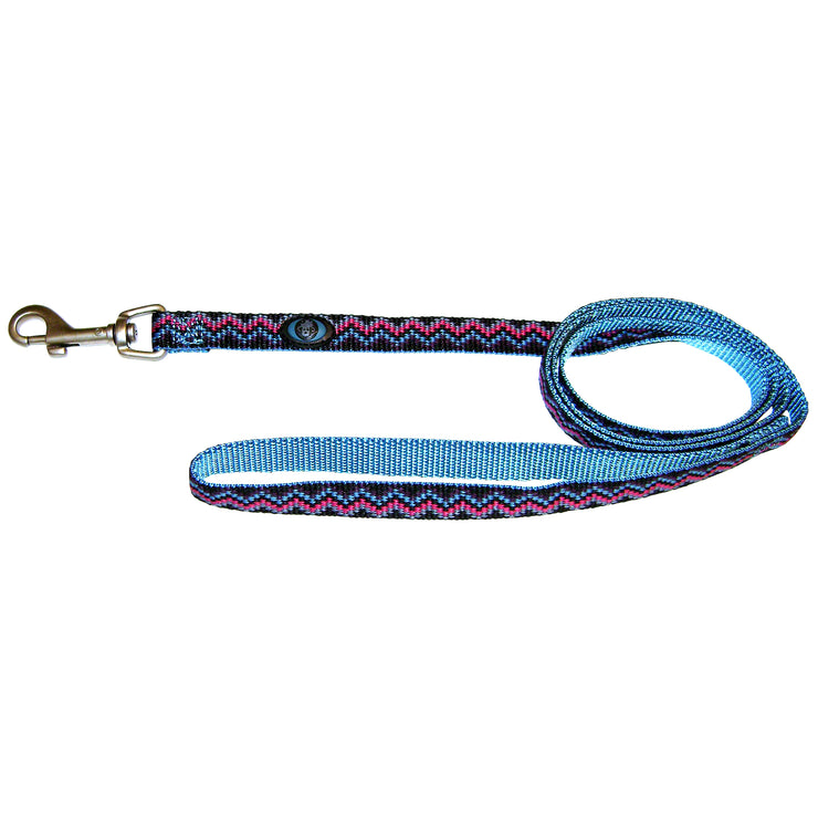 Single Thick 6' Weave Print Leashes with Brushed Nickel Finish