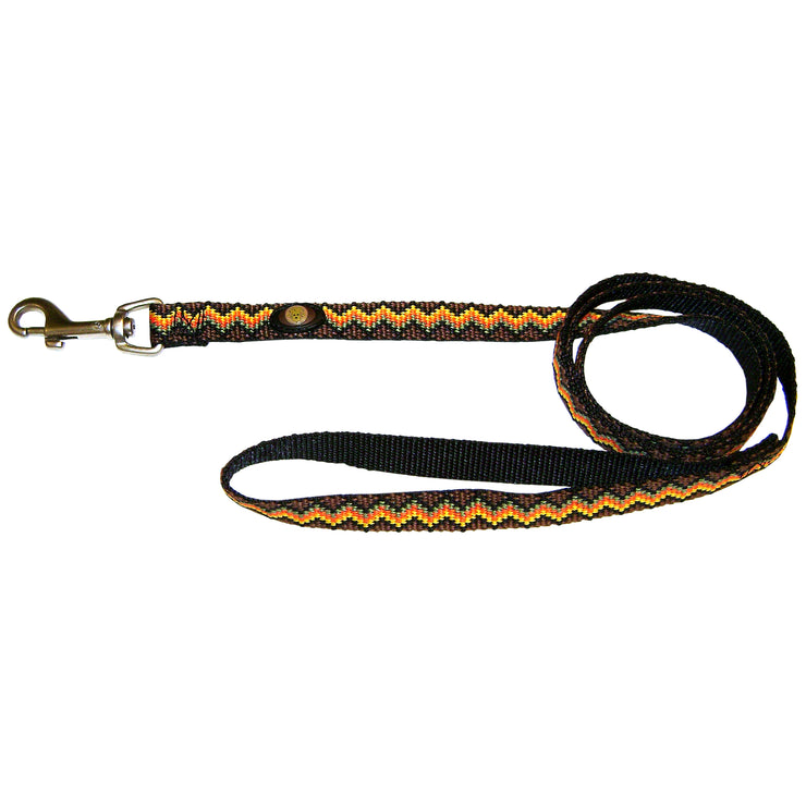 Single Thick 6' Weave Print Leashes with Brushed Nickel Finish