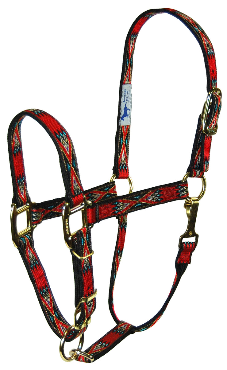 1" Quality Nylon Halters with Southwest Overlay, Adjustable Chin & Snap